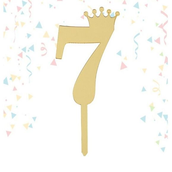 Other - Cake Topper # 7 Golden Mirror Reflecting Chic NWT Number Seven